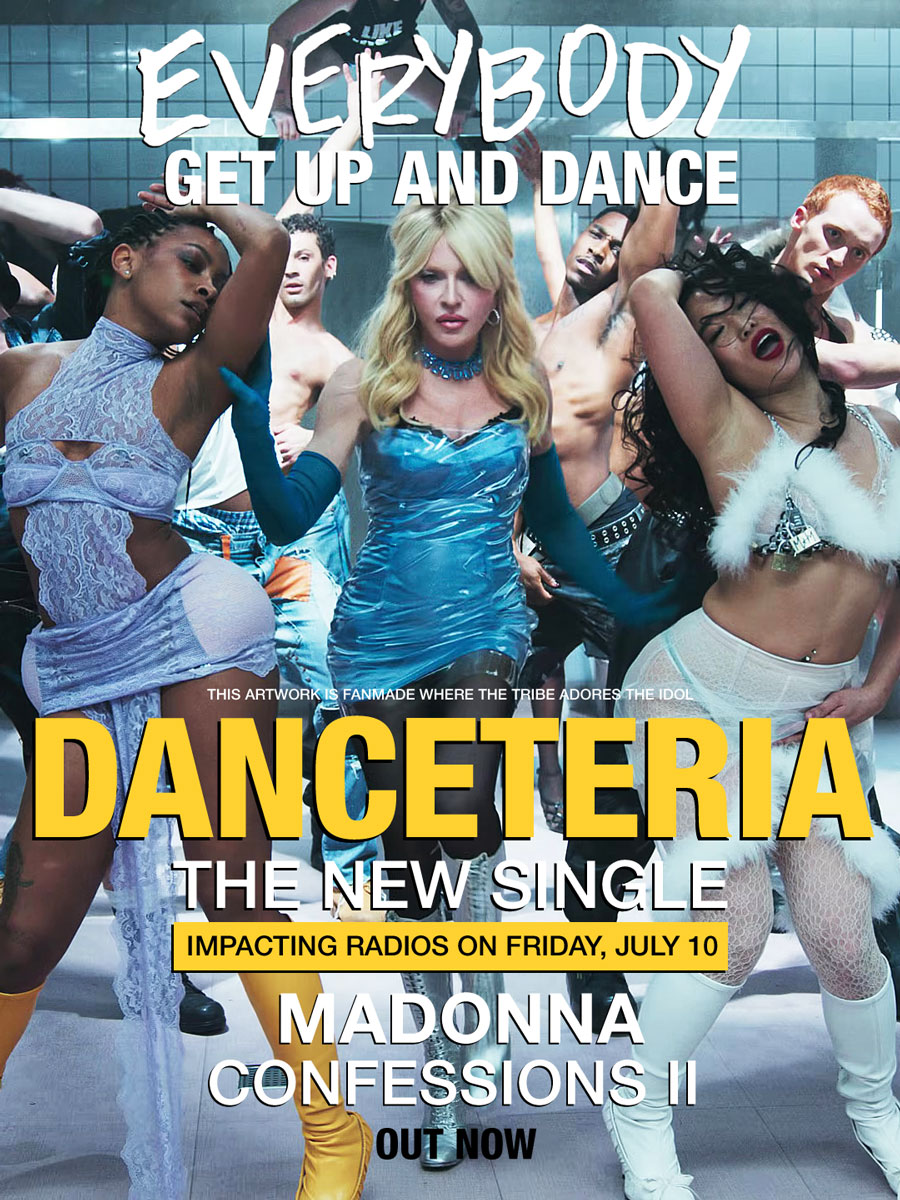 A promotional image for the single 'Danceteria' featuring several dancers in a striking dance pose, with the text highlighting the release date and artist.